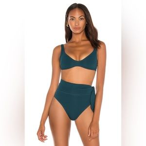 Zimmermann Separates Sculpt Scoop Bikini Set in Bottle Green (teal/dark green)